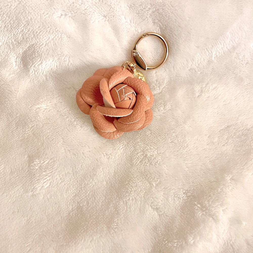 Chic pastel pink leather bag charm